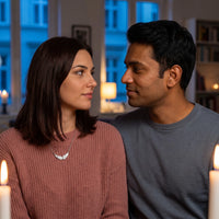 Thumbnail for Woman wearing the silver necklace with her partner | SKU: 42001-silver