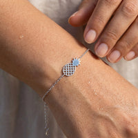 Thumbnail for Pineapple bracelet — close-up of the details, silver | SKU: 9178613-white-gold