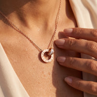 Thumbnail for Roman numeral necklace — close-up of the details, rose gold | SKU: 25535378-rose-gold