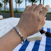 Thumbnail for Bracelet with words — worn, real size, silver | SKU: 9864184-silver