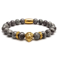 Thumbnail for Gold Lion & Grey Stones Bracelet – studio packshot | Brother & Sisters | SKU: 20866222-gold-XS-14-15, 20866222-gold-S-16-17, 20866222-gold-M-18-19, 20866222-gold-L-20-21, 20866222-gold-XL-22-23
