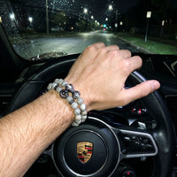 Thumbnail for Black Lion & Grey Stones Set – worn at the steering wheel of a luxury car | Brother & Sisters | SKU: 21039839SET-gun-black-XS-14-15, 21039839SET-gun-black-S-16-17, 21039839SET-gun-black-M-18-19, 21039839SET-gun-black-L-20-21, 21039839SET-gun-black-XL-22-23
