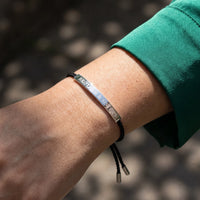 Thumbnail for String bracelet — close-up of the details, silver | SKU: lecaviar-wg