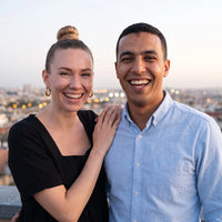 Thumbnail for Oval earrings — worn by a couple, gold | SKU: lesmates