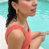 Thumbnail for Gold hoop earrings — worn in the water, waterproof, gold | SKU: lesmates