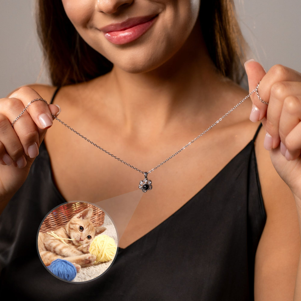 Paw Print Photo Necklace