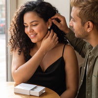 Thumbnail for Emerald cut earrings — worn by a couple, silver | SKU: 22683128