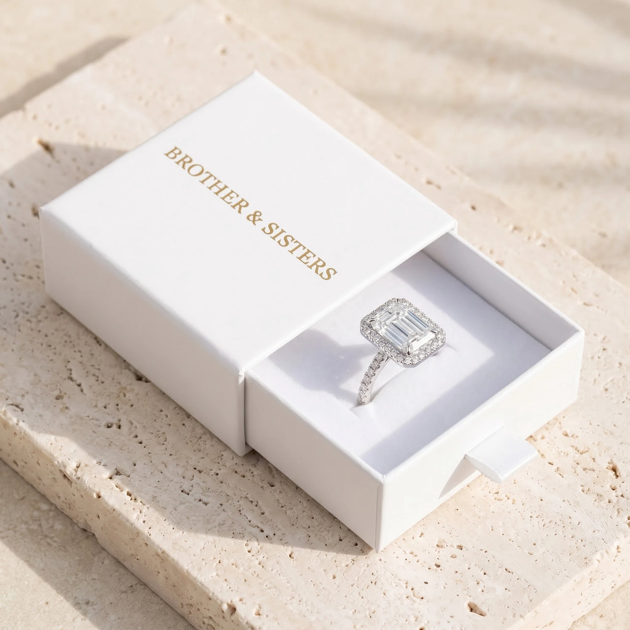 Emerald cut engagement ring — in the gift box, silver | SKU: 1969566-4.5-silver