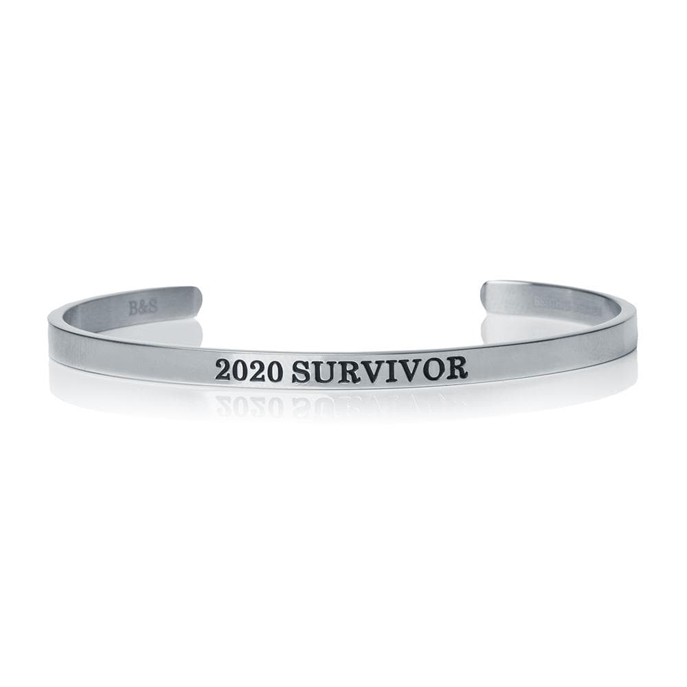 2020 Survivor Bracelet - Quote Bracelet - Mantra Bracelet - Women's Bangle 18k White Gold Brother & Sisters